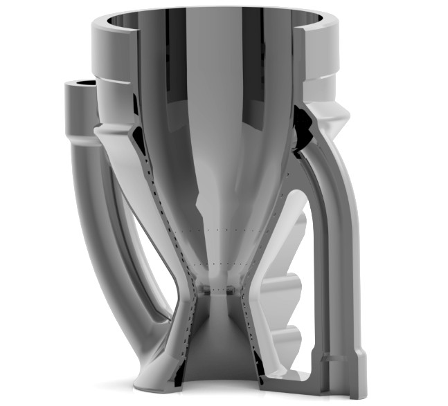 Regeneratively cooled nozzle render